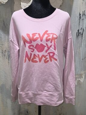 CAbi Pink 'Never Say Never' Gradient Graphic Lightweight Sweatshirt